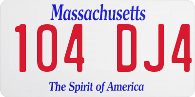 MA license plate 104DJ4