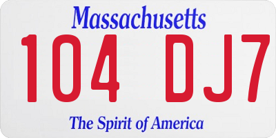 MA license plate 104DJ7