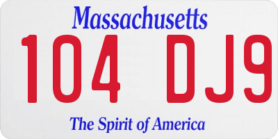 MA license plate 104DJ9