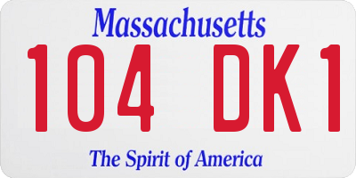 MA license plate 104DK1