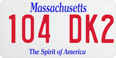 MA license plate 104DK2