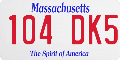 MA license plate 104DK5