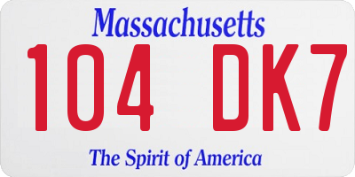 MA license plate 104DK7