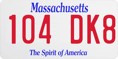 MA license plate 104DK8