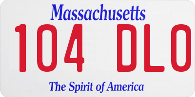 MA license plate 104DL0