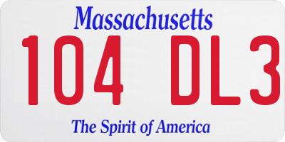 MA license plate 104DL3
