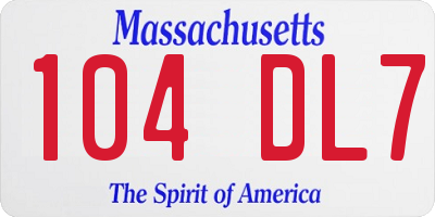 MA license plate 104DL7