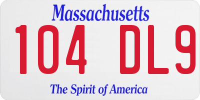 MA license plate 104DL9