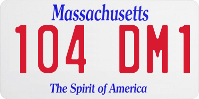 MA license plate 104DM1