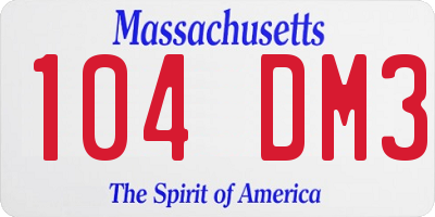 MA license plate 104DM3