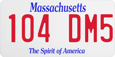 MA license plate 104DM5