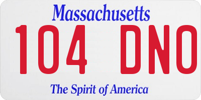 MA license plate 104DN0