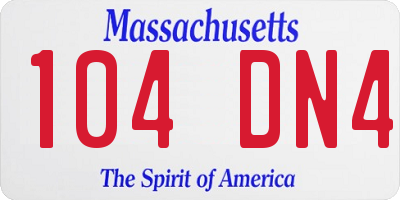 MA license plate 104DN4