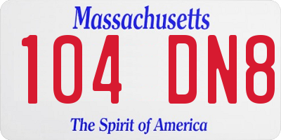MA license plate 104DN8