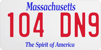 MA license plate 104DN9