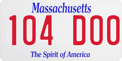 MA license plate 104DO0