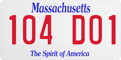 MA license plate 104DO1