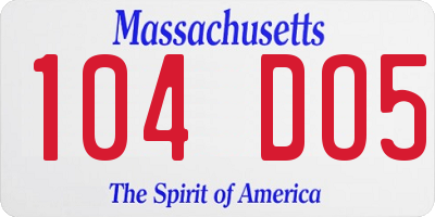 MA license plate 104DO5