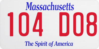 MA license plate 104DO8