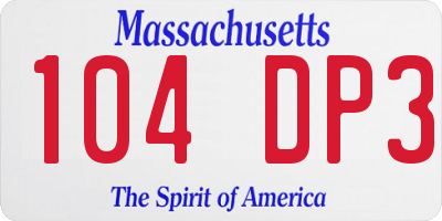 MA license plate 104DP3