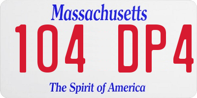 MA license plate 104DP4