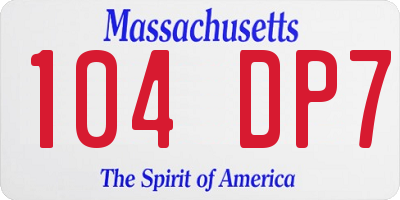 MA license plate 104DP7