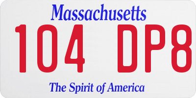 MA license plate 104DP8