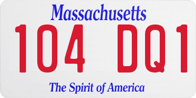 MA license plate 104DQ1