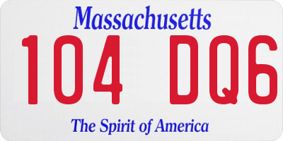 MA license plate 104DQ6