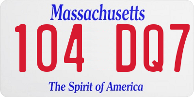 MA license plate 104DQ7