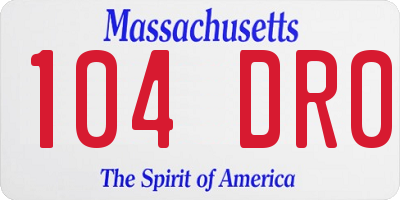 MA license plate 104DR0