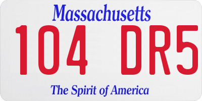 MA license plate 104DR5