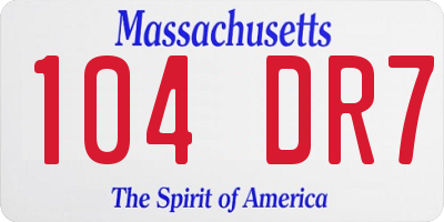 MA license plate 104DR7