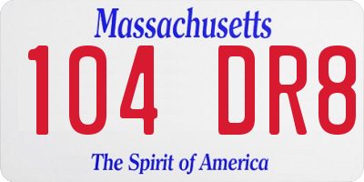 MA license plate 104DR8