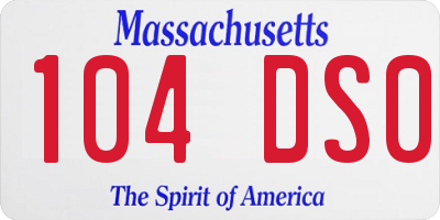 MA license plate 104DS0
