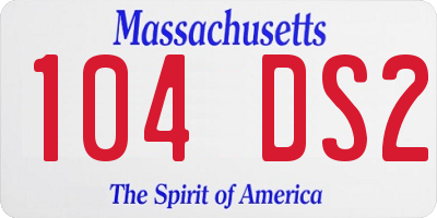 MA license plate 104DS2