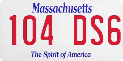 MA license plate 104DS6