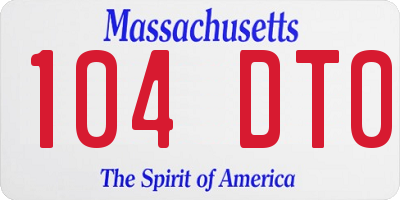 MA license plate 104DT0