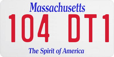 MA license plate 104DT1