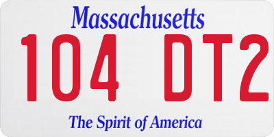 MA license plate 104DT2