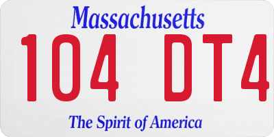 MA license plate 104DT4