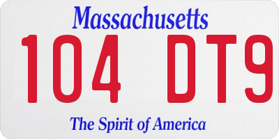 MA license plate 104DT9