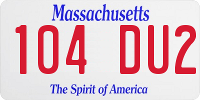 MA license plate 104DU2
