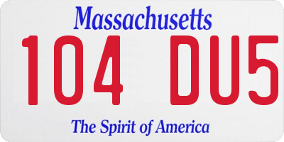 MA license plate 104DU5