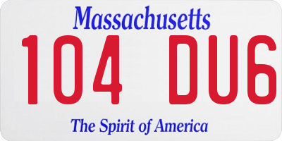 MA license plate 104DU6