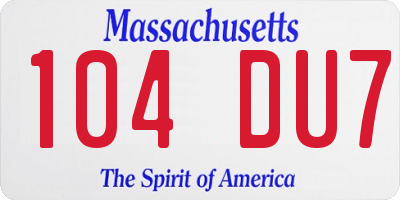 MA license plate 104DU7