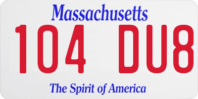 MA license plate 104DU8