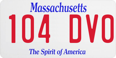 MA license plate 104DV0