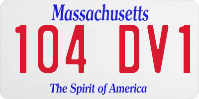 MA license plate 104DV1