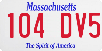MA license plate 104DV5